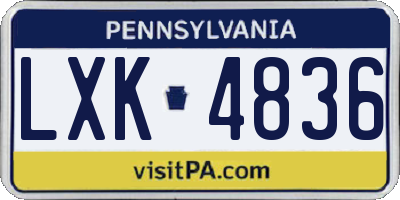 PA license plate LXK4836