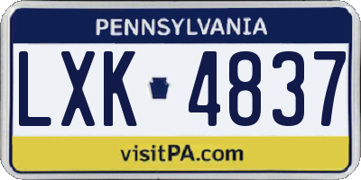 PA license plate LXK4837