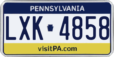 PA license plate LXK4858