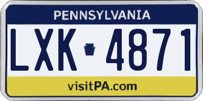 PA license plate LXK4871