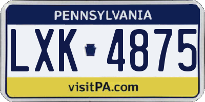 PA license plate LXK4875
