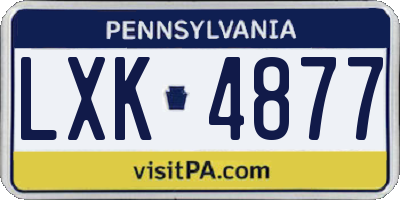 PA license plate LXK4877