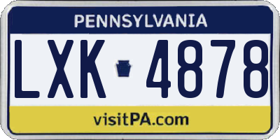 PA license plate LXK4878