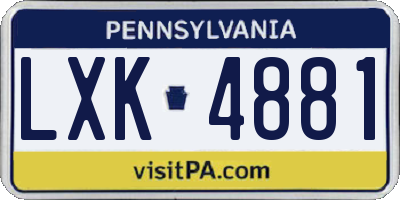 PA license plate LXK4881