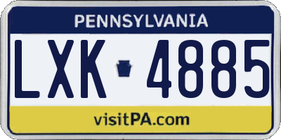 PA license plate LXK4885