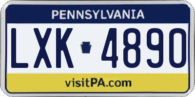 PA license plate LXK4890