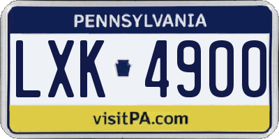 PA license plate LXK4900