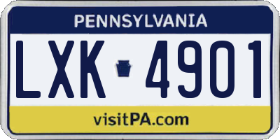 PA license plate LXK4901