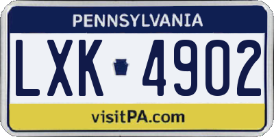 PA license plate LXK4902