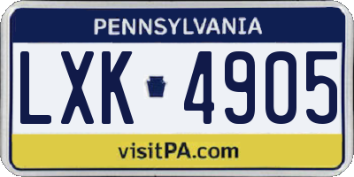 PA license plate LXK4905