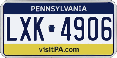 PA license plate LXK4906