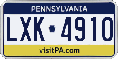 PA license plate LXK4910