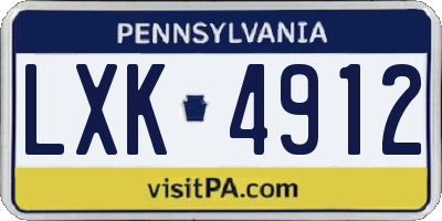PA license plate LXK4912