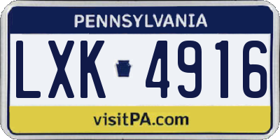 PA license plate LXK4916