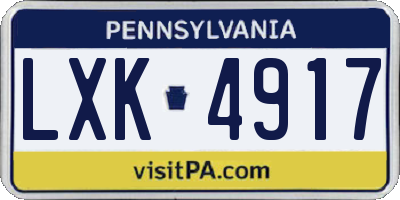 PA license plate LXK4917
