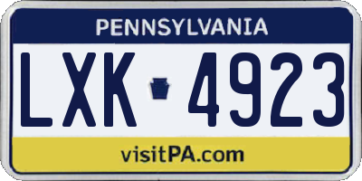 PA license plate LXK4923