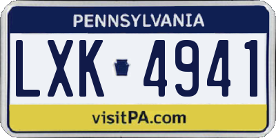 PA license plate LXK4941