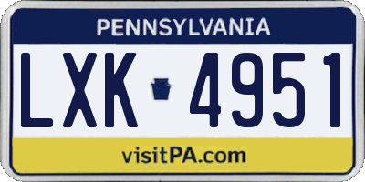PA license plate LXK4951