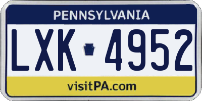 PA license plate LXK4952