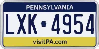 PA license plate LXK4954