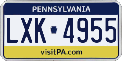 PA license plate LXK4955