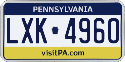 PA license plate LXK4960