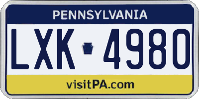 PA license plate LXK4980