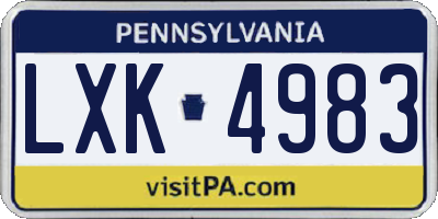 PA license plate LXK4983