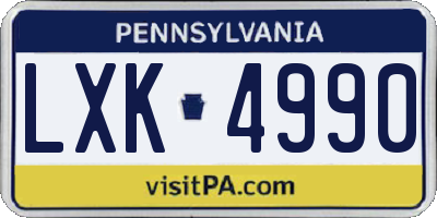 PA license plate LXK4990