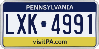 PA license plate LXK4991