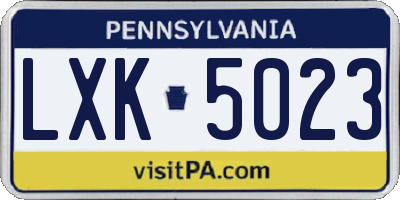 PA license plate LXK5023
