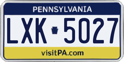 PA license plate LXK5027