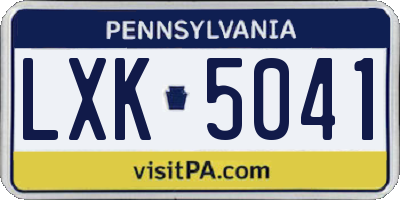 PA license plate LXK5041