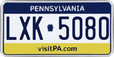 PA license plate LXK5080