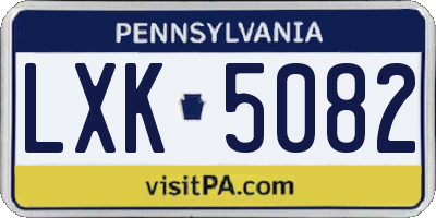 PA license plate LXK5082