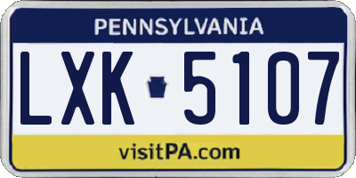 PA license plate LXK5107