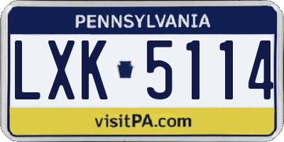 PA license plate LXK5114
