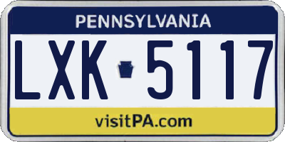 PA license plate LXK5117