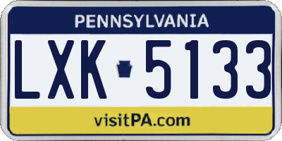 PA license plate LXK5133