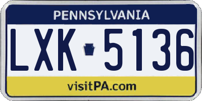 PA license plate LXK5136