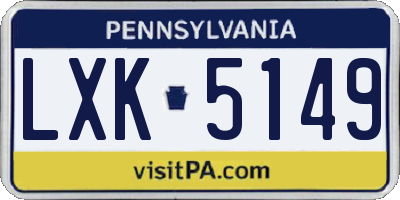 PA license plate LXK5149
