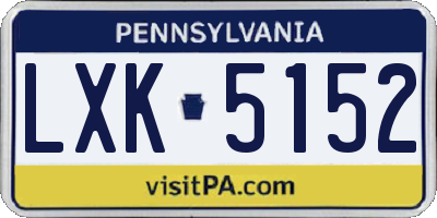 PA license plate LXK5152