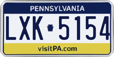 PA license plate LXK5154