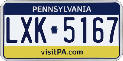 PA license plate LXK5167