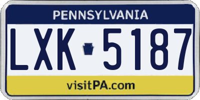 PA license plate LXK5187