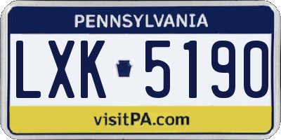 PA license plate LXK5190