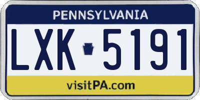 PA license plate LXK5191