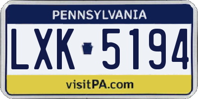 PA license plate LXK5194