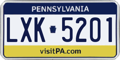PA license plate LXK5201