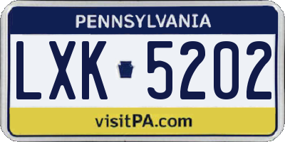 PA license plate LXK5202